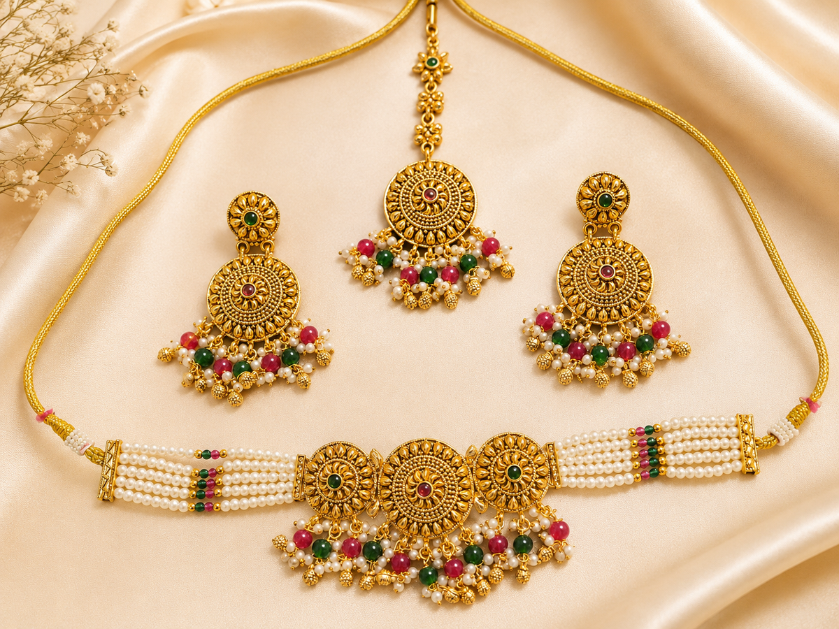 Rajwada Gulbahar Pearl Jewellery set
