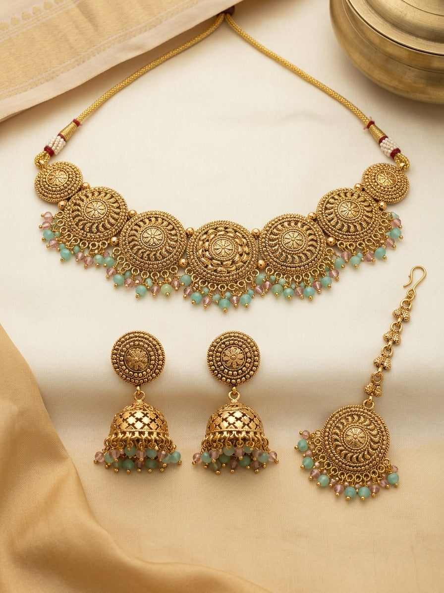 Temple Heritage Antique Gold Choker Set
