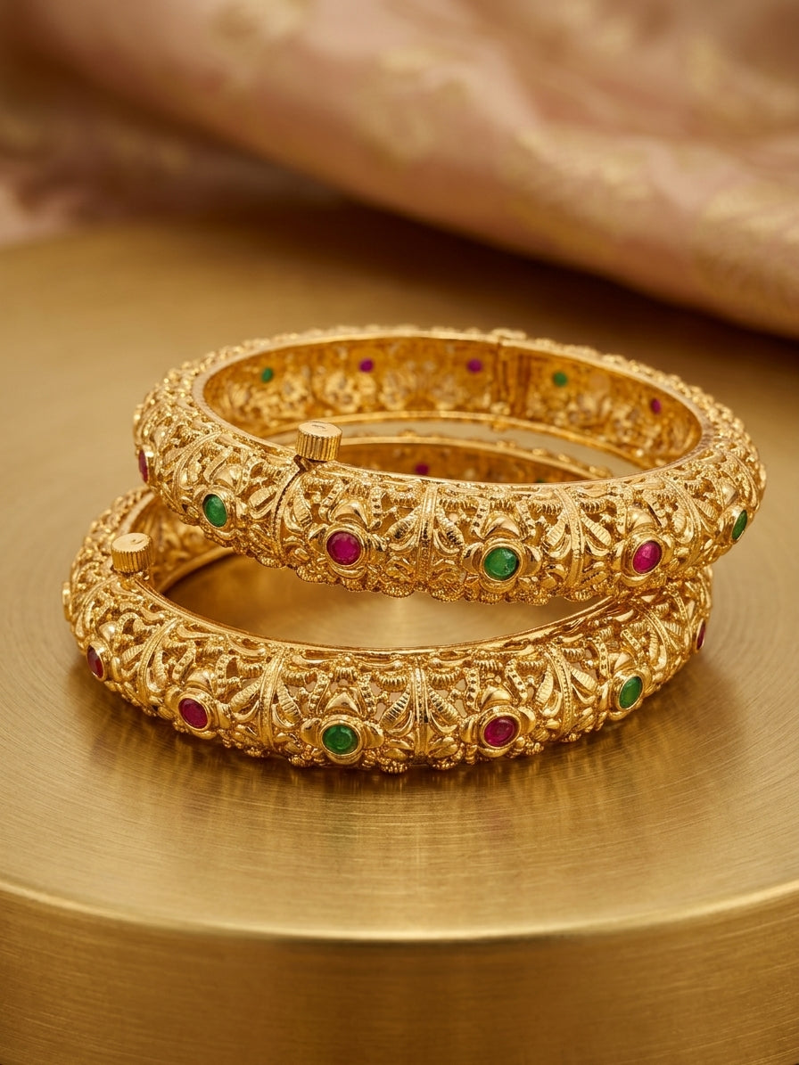 The Royal Navratna-Inspired Gold Bangles
