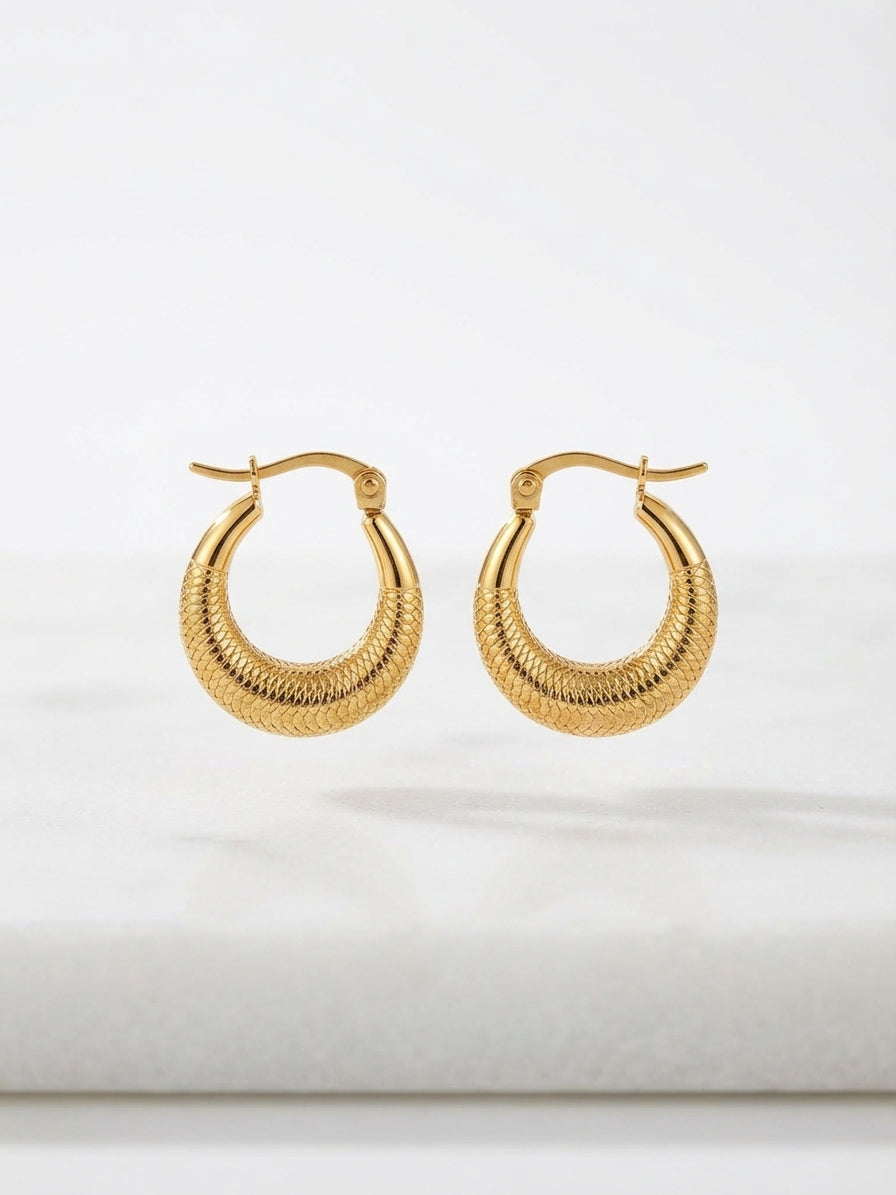 Radiant Ribbed Gold Hoops