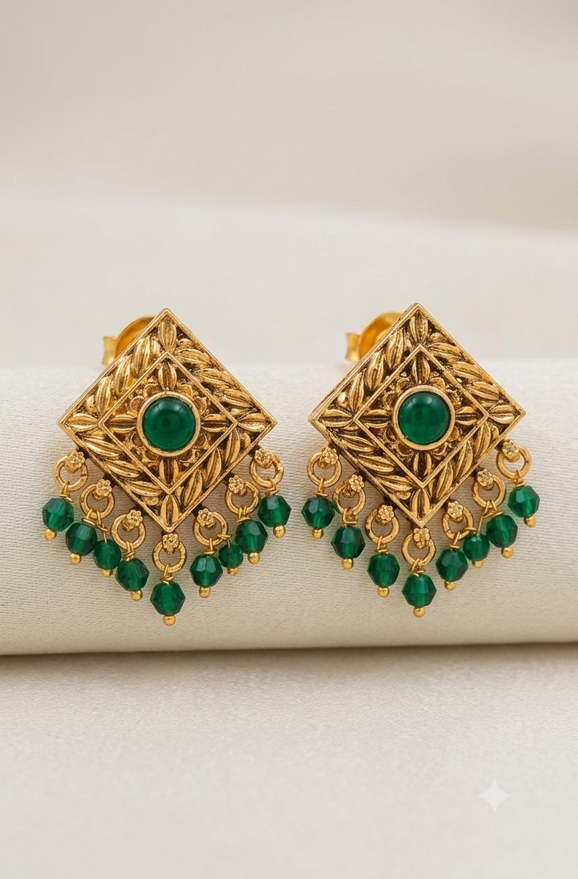 The Emerald Geometry Studs