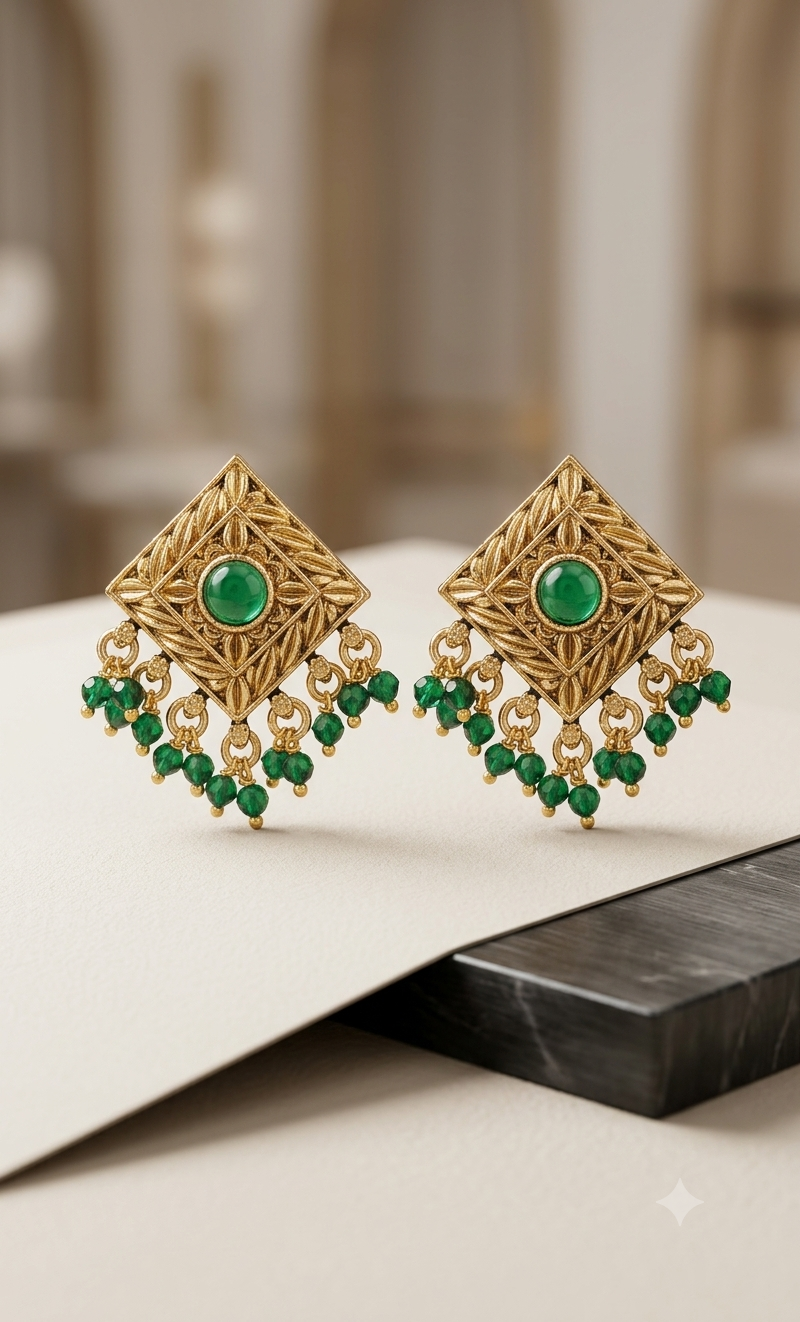 The Emerald Geometry Studs