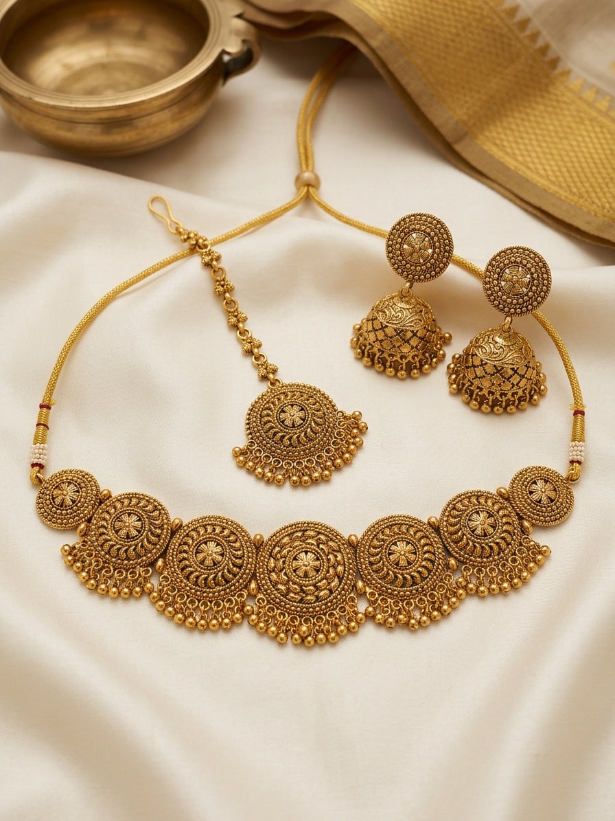Temple Heritage Antique Gold Choker Set